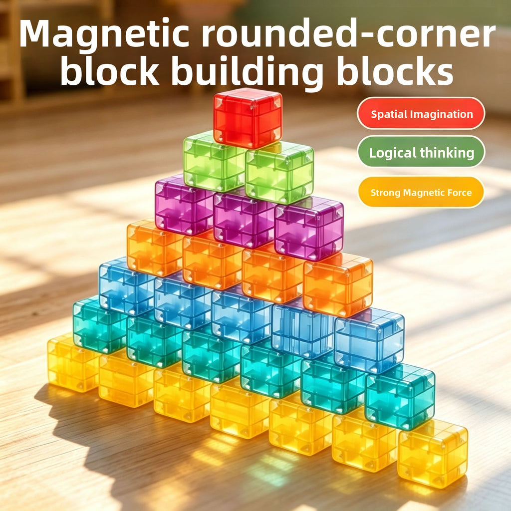 Rounded Corner Magnetic Geometric Building Blocks